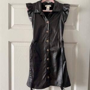 Girls Derek Heart Black Faux Leather Dress used once in great condition